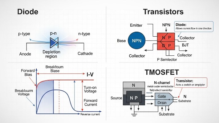 مقاله آشنایی با ساختمان و عملکرد نیمه هادی دیود و ترانزیستور