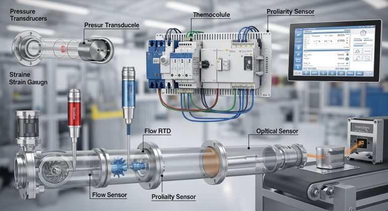 بررسی سنسورها و ترانسدیوسرها و کنترل صنعتی