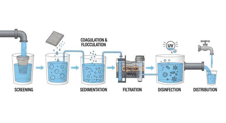 تحقیق در مورد مراحل تصفیه آب