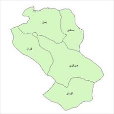 نقشه ی بخش های شهرستان شهرکرد