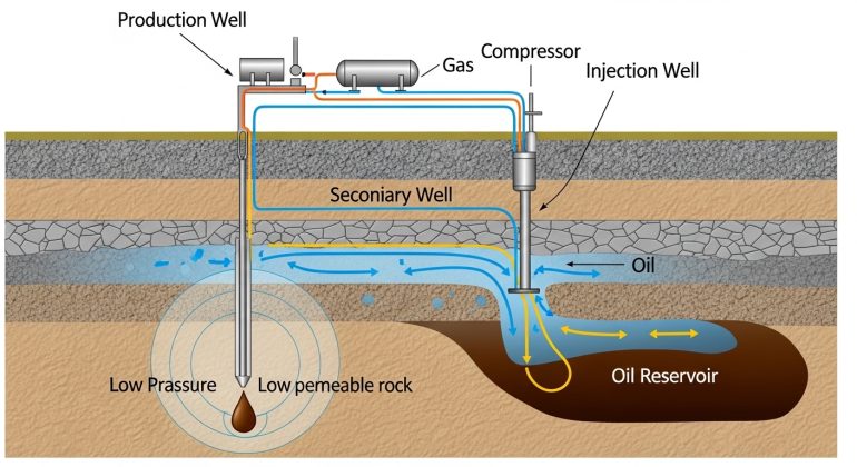 بررسی تزریق گاز به چاه های کم فشار برای افزایش بهره وری